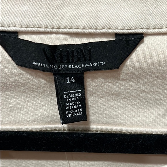 White House Black Market Cream Utility Jacket with Ruffle Trim - Picture 2 of 7